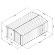 Sunor kiruna 23 m² teräksinen autotalli julkisivu ja mittakuva - Autotallit ja pressutallit - 6438168105574 - 3