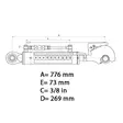 Mittakuva hydraulinen työntövarsi - Työkoneen lisävarusteet - 6438471344004 - 2
