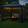 Harmaa paviljongin katto hyttysverkolla - Paviljongit ja pergolat - 6438168065304 - 2