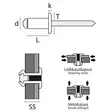Popniitti musta 4,8x20,0mm 25kpl Ø14mm - Sinkilät ja niitit - 8051099365824 - 2