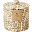 Sisustuskori meriheinä kannella pyöreä beige - Sisustuskorit - 8721037855044 - 1