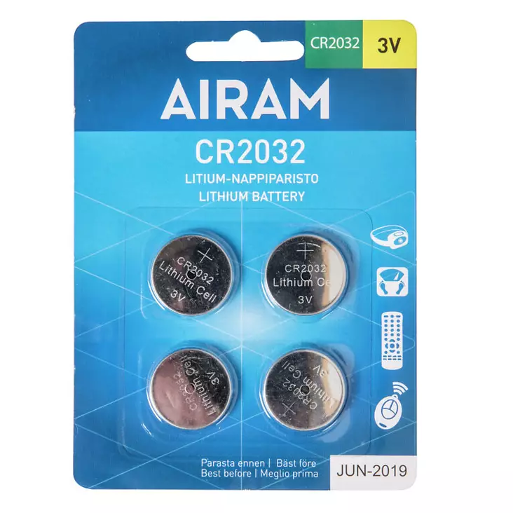 Airam nappiparisto cr2032 4 kpl - Erikoisparistot ja nappiparistot - 6435200215024 - 1