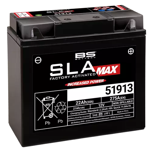 Moottoripyörän akku BS Battery 51913 (FA) SLA MAX 6.25kg - Pienkoneakut 10-30Ah - 3564093008604 - 2