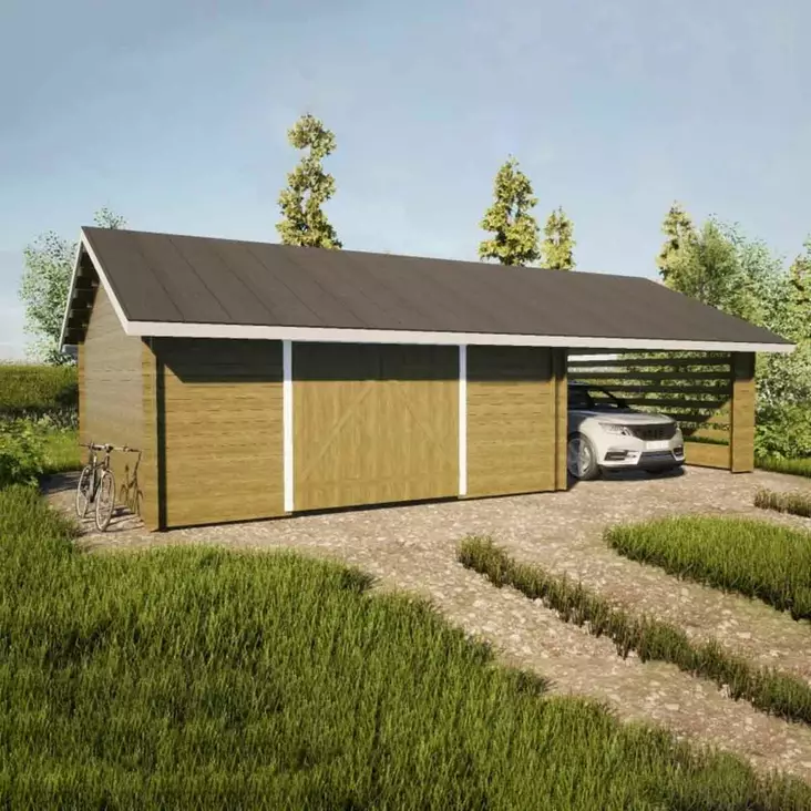 Autotalli autokatoksella - Autotallit ja pressutallit - 6424110251314 - 1