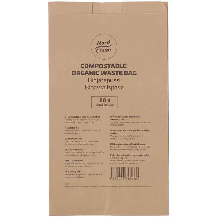 Biojätepussi paperinen 80 kpl - Jätesäkit ja jätepussit - 6410416365664 - 1