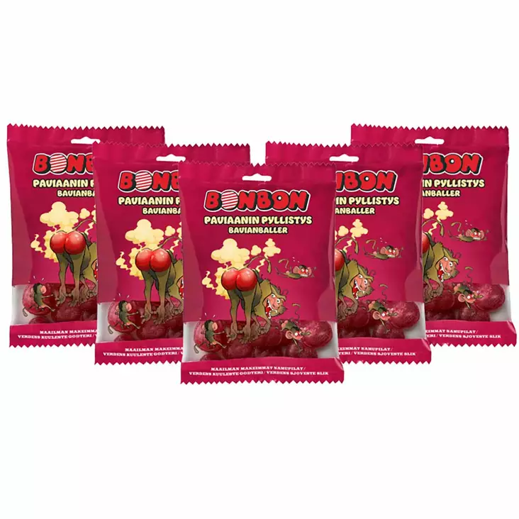 Bonbon salmiakkikarkki paviaanin pyllistys - Karkkipussit - 6420224007144 - 1