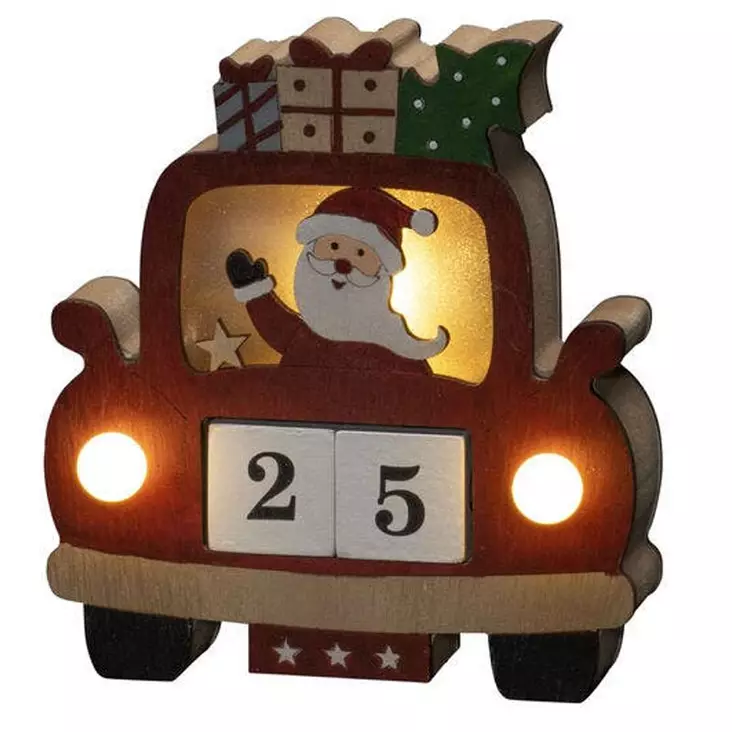 Konstsmide led joulun päivämääräkalenteri joulupukki autossa - Joulukalenterit - 7318303272554 - 1