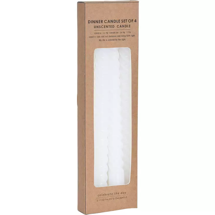 Valkoinen kierrekynttilä 4 kpl pakkaus - Kruunukynttilät ja antiikkikynttilät - 8720573313384 - 1