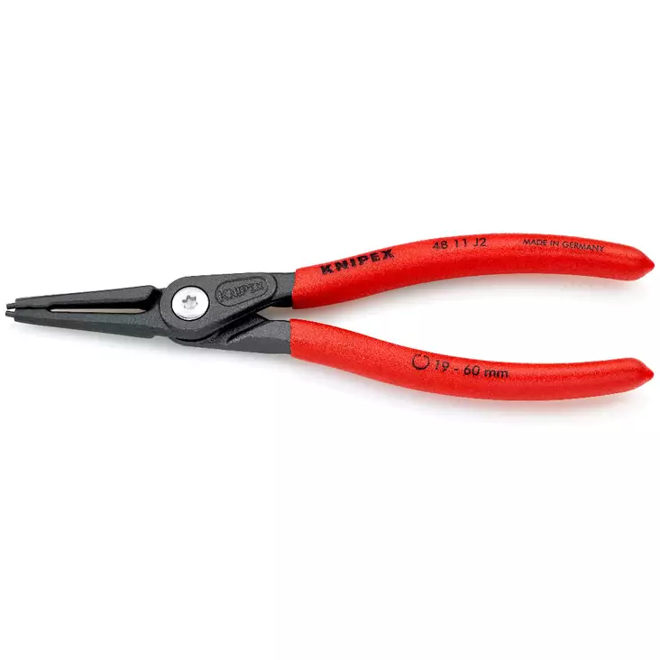 Knipex 48 11 j2 lukkorengaspihti 180mm etunäkymä, suorat kärjet näkyvissä - Lukkopihdit ja lukkorengaspihdit - 4003773048534 - 1