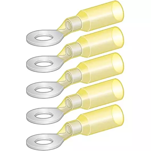 kutisterengasliitin M5 3-6mm2 5kpl keltainen - Kutistesukat ja yleistarvikkeet - 6438255200724 - 1