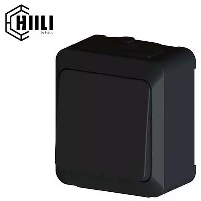 Tyylikäs Hiili-sarjan mattamusta katkaisija 1/6 pinta IP44 - Sähkökytkimet ja himmentimet - 6438140197214 - 1