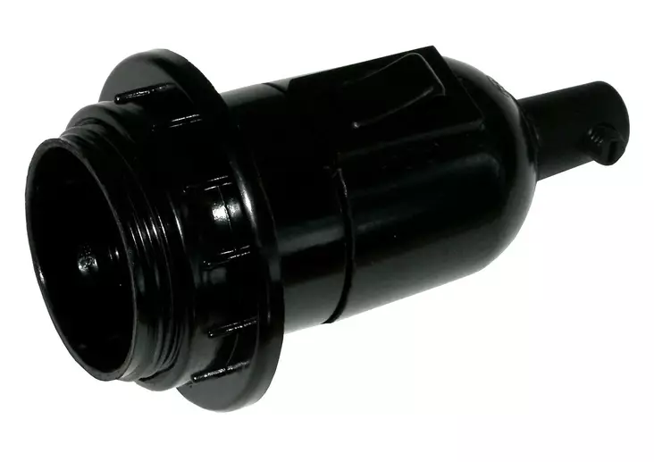 Lampunkanta kytkimellä, kierre E27 musta - Välikytkimet ja lampunkannat - 6438140944184 - 2