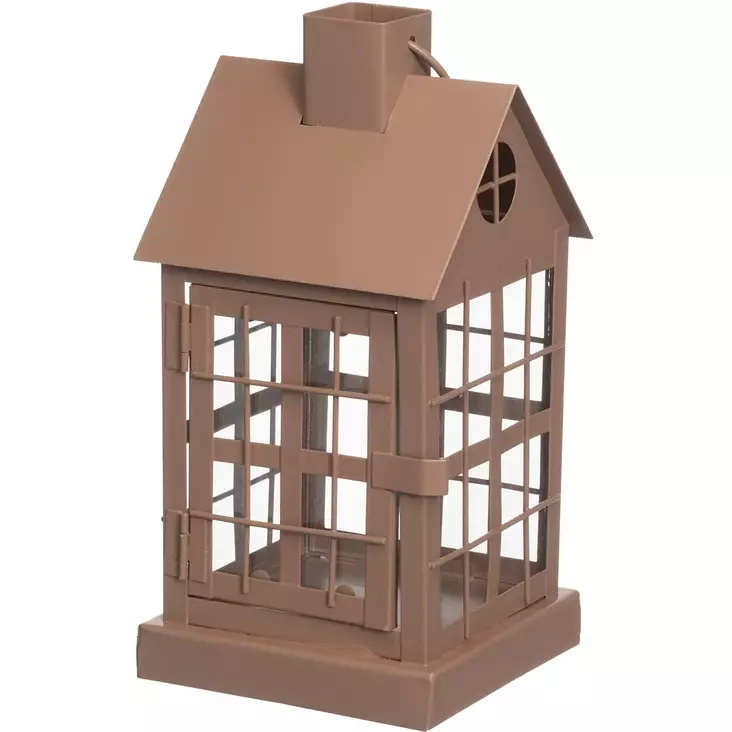 Metallinen talolyhty 25 cm ruskea - Lyhdyt - 6410416506784 - 1