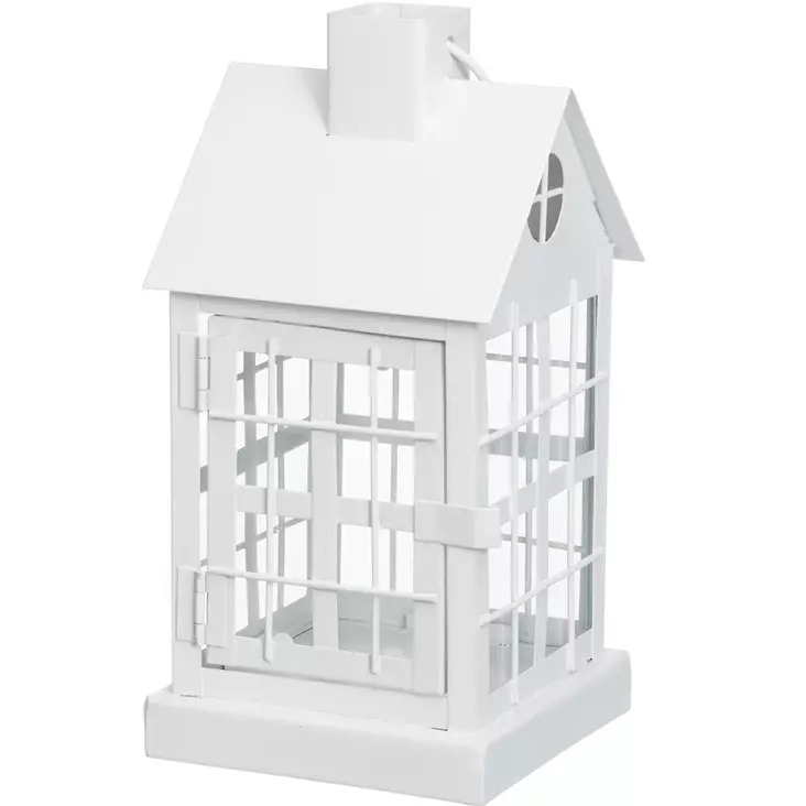 Metallinen talolyhty 25 cm valkoinen - Lyhdyt - 6410416506654 - 1