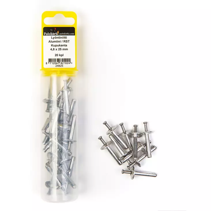 Lyöntiniitti kupupanta 4,8mmx 25mm 20 kpl - Nitojat ja niitit - 8712067821024 - 1