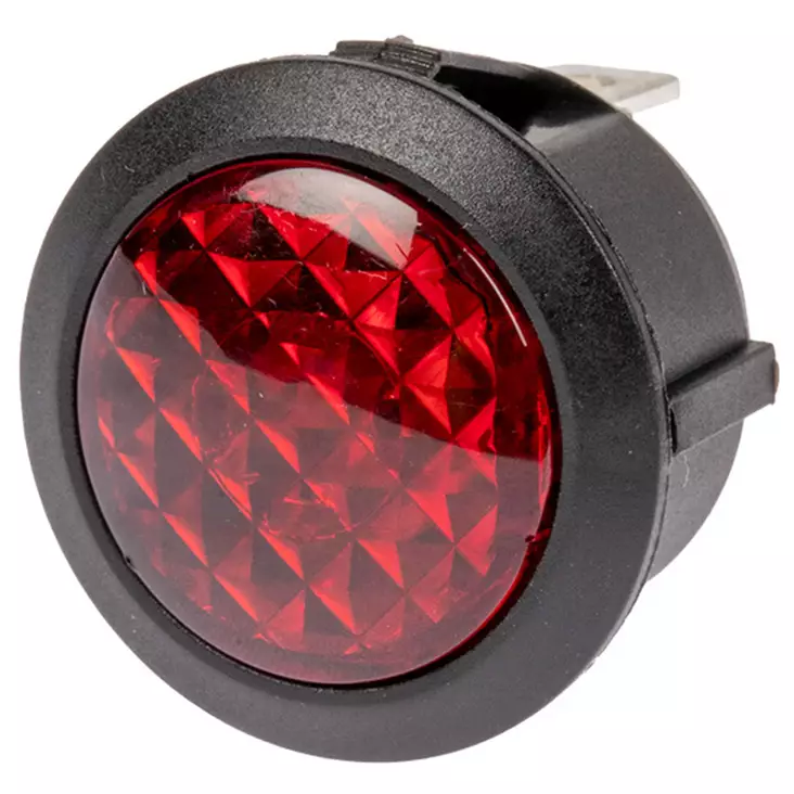 Punainen led merkkivalo 12 v mustalla pyöreällä rungolla - Auton mittarit ja tarvikkeet - 6438255112164 - 1
