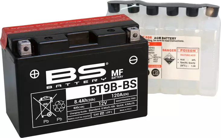 Moottoripyörän akku BS Battery BT9B-BS MF (cp) 3.0167A - Pienkoneakut 5-10Ah - 3661451001274 - 2