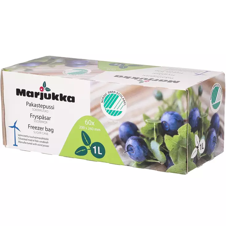 pakastepussi marjukka eko 60 kpl 1L - Pakasterasiat ja pakastepussit - 6410413298064 - 1