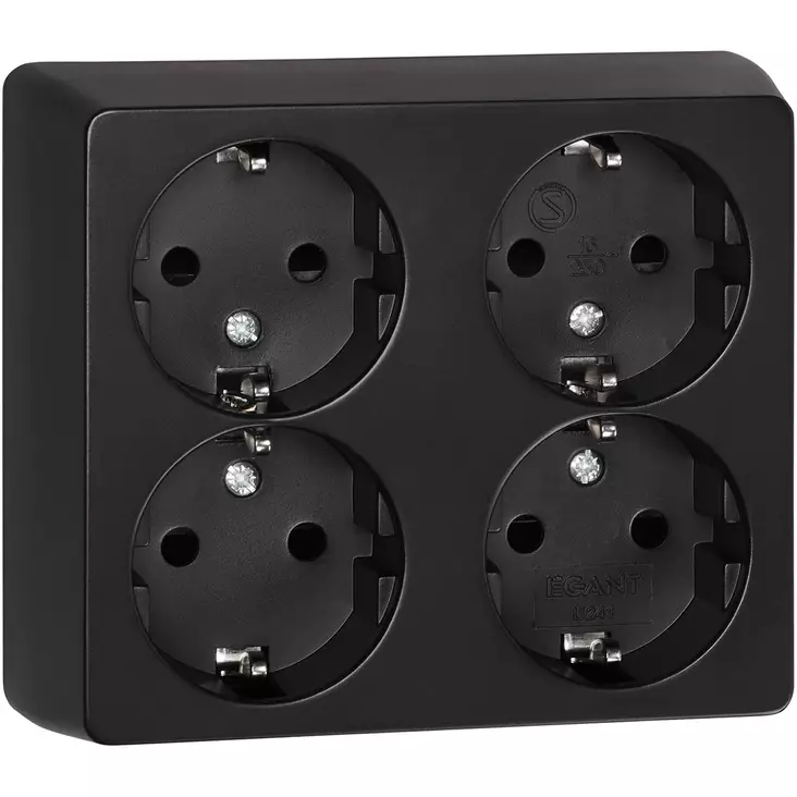 Pistorasia pinta opal ip20 musta 4 osainen - Pistorasiat  - 6438056309084 - 1