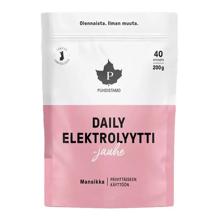 Puhdistamon elektrolyyttijauhe mansikka 200 g kopio - Vitamiinit ja jauheet - 6430039229884 - 1