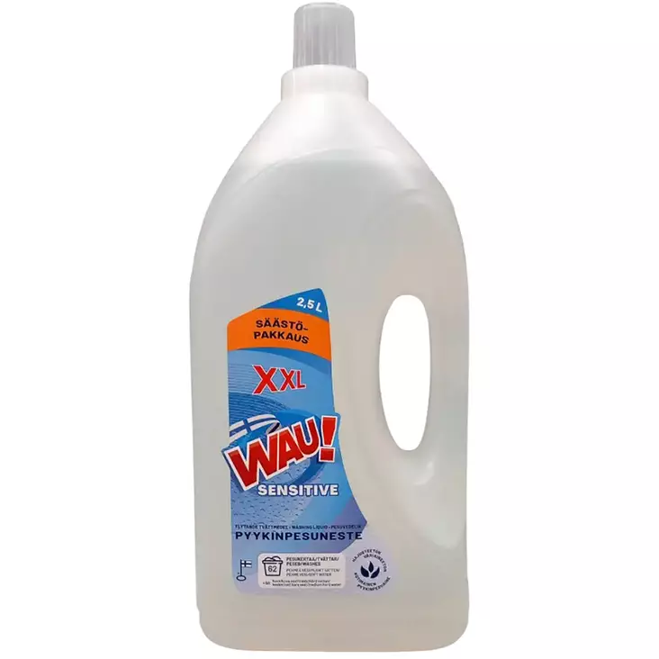 Wau! sensitive xxl 2,5 l hajusteeton pyykinpesuneste pullo - Pyykinpesuaineet - 6419642132224 - 1