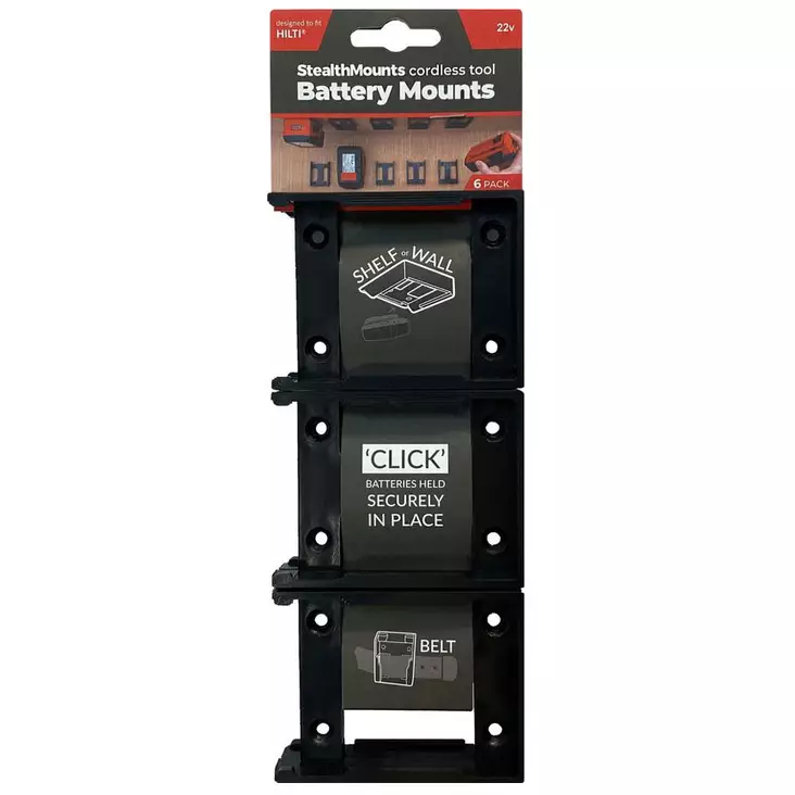 Stealthmounts akkukiinnike hilti 6 kpl musta - Akkuporakoneet ja ruuvivääntimet - 0728488324974 - 1