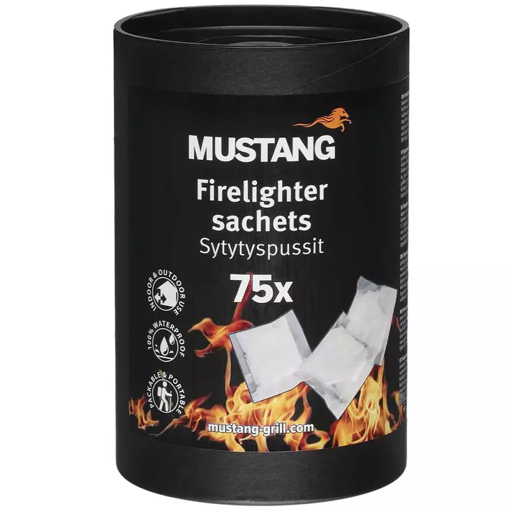 Mustang sytytyspalat tehokkaat sytytyspussit nuotiolle, takkaan ja grillaukseen - Sytytyspalat ja polttoöljyt - 6410416548524 - 1