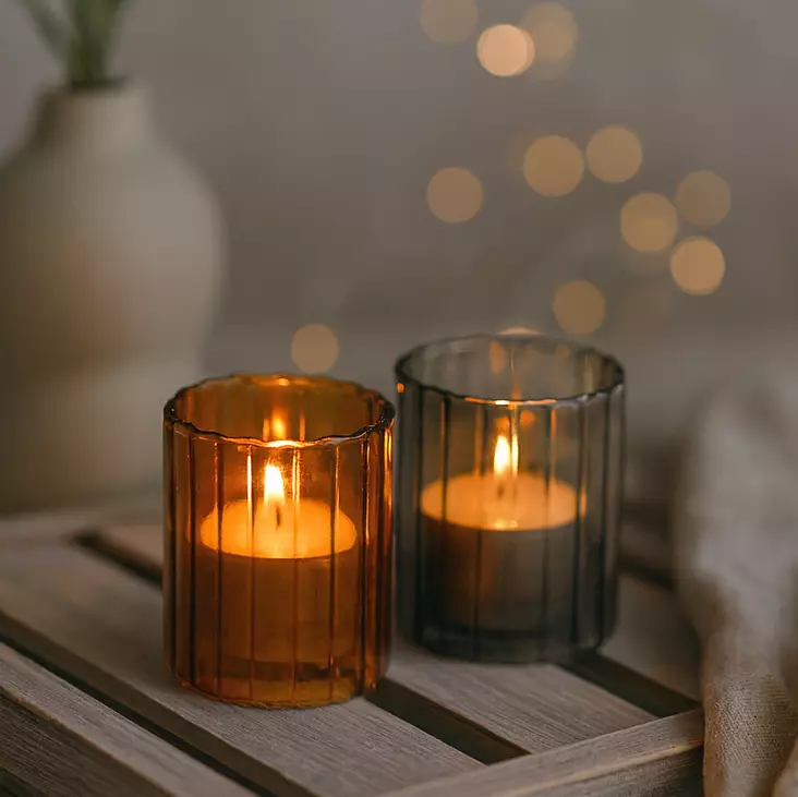 Raidallinen tuikkukuppi lasia - Kynttilänjalat ja tuikkukipot - 8720573652254 - 1