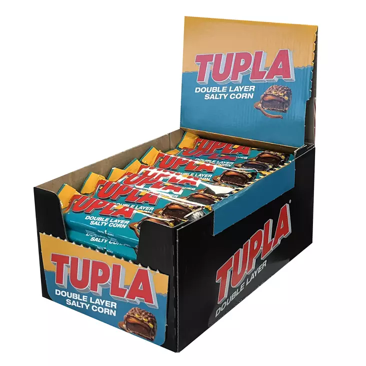 Tupla double layer salty corn suklaapatukka lava laatikko 42kpl - Patukat  - 6420256434284 - 1