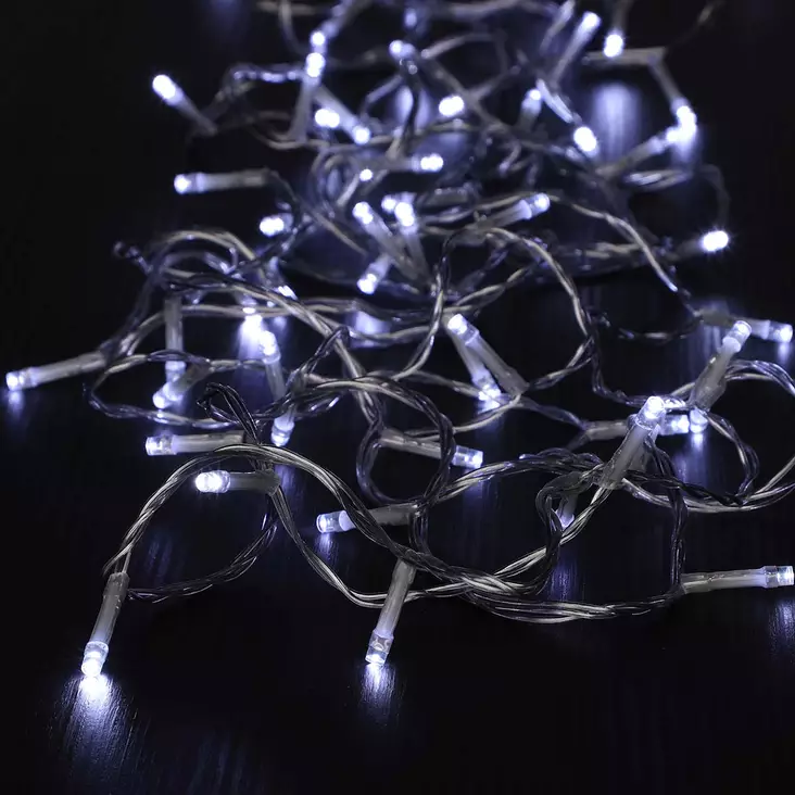 led-valoketju kirkas valkoinen, läpinäkyvä johto - Valoketjut ulko- ja sisäkäyttöön - 6410412846174 - 2