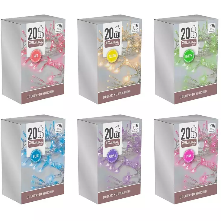 Led värivalot 20 led - Paristovalosarjat - 8719202599824 - 1