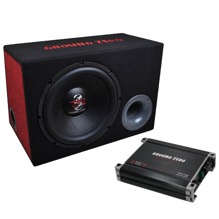 Ground Zero Bass Kit 12.300XII subwoofer Setissä 12" subwoofer ja 300W