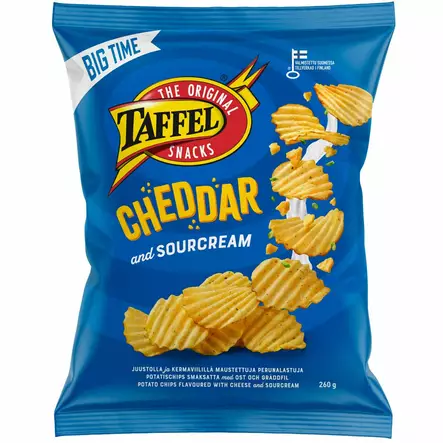 Taffel cheddar and sourcream sipsipussi big time - Keksit ja naposteltavat - 6410380065645 - 1
