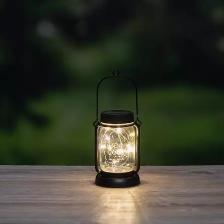 Solar lyhtyvalaisin led purkki 15,5 cm - Aurinkokennovalaisimet - 6410416556475 - 2