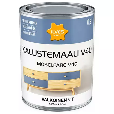 Ilves kalustemaali v40 valkoinen 0,9l - Talomaalit - 6430026950135 - 1