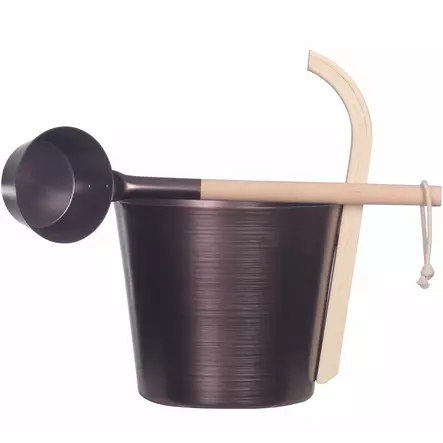 Löylykiulu ja kahva koivu ja kupari - Saunakiulut, kauhat ja kiuaskivet - 6438168118505 - 1