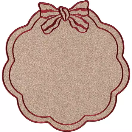 Jouluinen pöytätabletti Rusetti 38 cm beige punainen - Joulutekstiilit ja asusteet - 6410416577715 - 1
