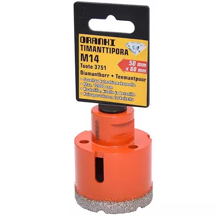 Oranki timanttiporanterä 50x60 mm m14 kuivapora koville pinnoille - Levyporat ja erikoisterät - 6438152037515 - 2