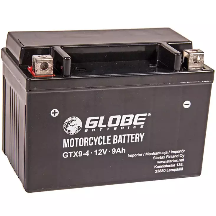 Globe gel 9ah akku lähikuva, huoltovapaa rakenne ja napamerkinnät - Pienkoneakut 5-10Ah - 6438255985195 - 1
