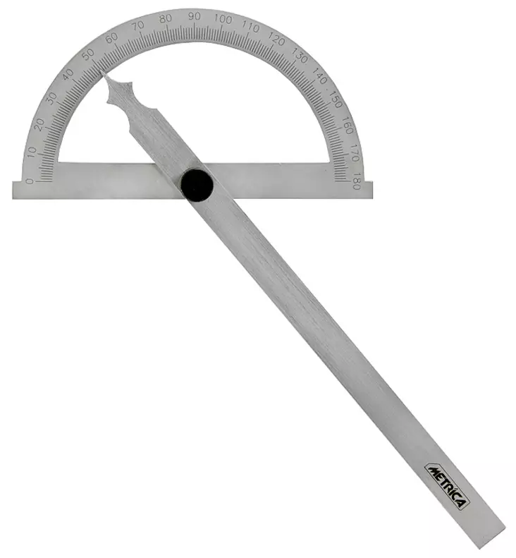 Astekulma 0-180° 200mm teräs Metrica PRO kulmanmittain - Suorakulmat ja viivoittimet - 8001066365135 - 3
