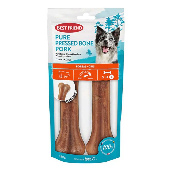 Best friend pure porsaan puruluu 17 cm ? kaksi kovaa puruluuta pakkauksessa koirille - Koiran puruluut, purutikut ja pururullat - 5700551173325 - 1