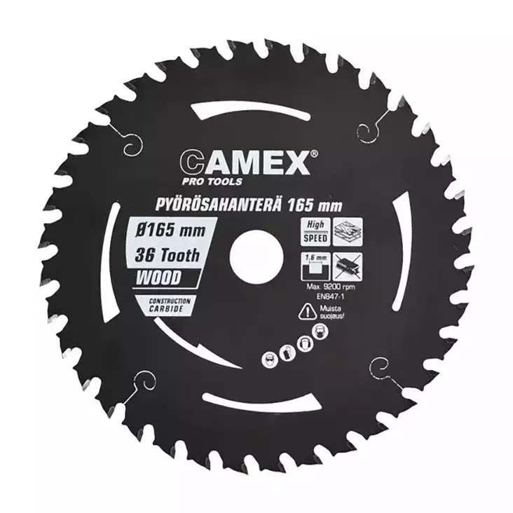Camex pyörösahanterä pro 165x20 mm 24t akkupyörösahoille 9200rpm - Kuviosahanterät - 6438152037225 - 1