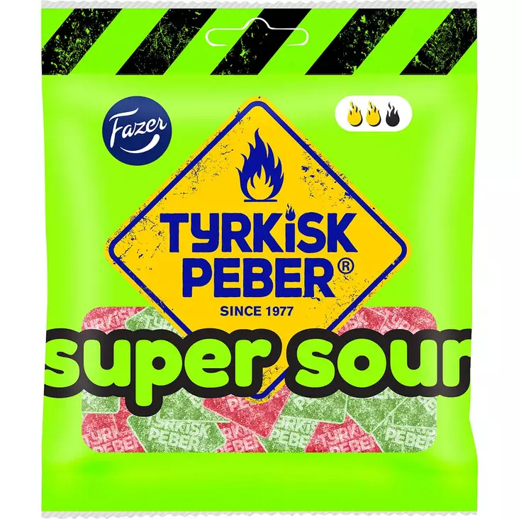 Fazer tyrkisk peber super sour 80 g - Karkkipussit  - 6416453051065 - 1