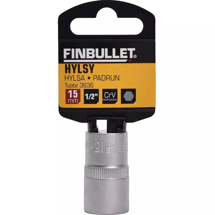 Finbullet kromi vanadium hylsy 15mm - Hylsyt ja konehylsyt - 6438152036365 - 1