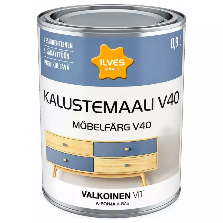 Ilves kalustemaali v40 valkoinen 0,9l - Talomaalit - 6430026950135 - 1
