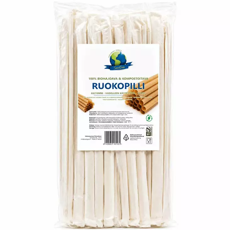Ruokopillit yksittäispakatut 6x210mm - Kertakäyttöruokailuvälineet ja servetit - 6429830161165 - 1