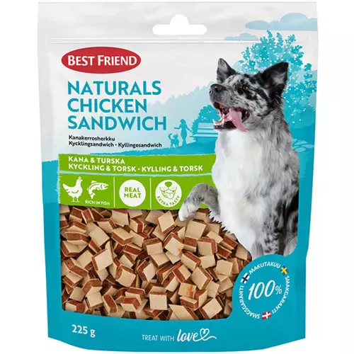 Best friend naturals kanakerrosherkku 225 g pakkauksessa - Koiran puruluut, purutikut ja pururullat - 5700551172595 - 1