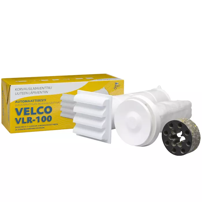 Korvausilmaventtiili velco vlr 100 term valkoinen seinäasennukseen - Poistoilmapuhaltimet ja ilmanvaihto - 6415888410225 - 1