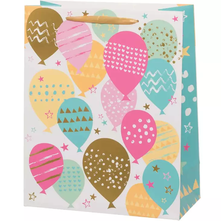 Lahjakassi ilmapallot 26x32x12 cm värikäs juhlakassi - Lahjapaperit ja lahjapussit - 6410416430225 - 1