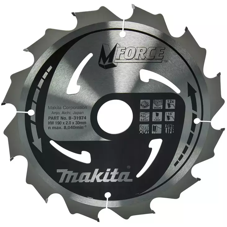 Makita sirkkelinterä 190x2,0x30mm 12h m force - Sirkkelinterät - 088381420785 - 1